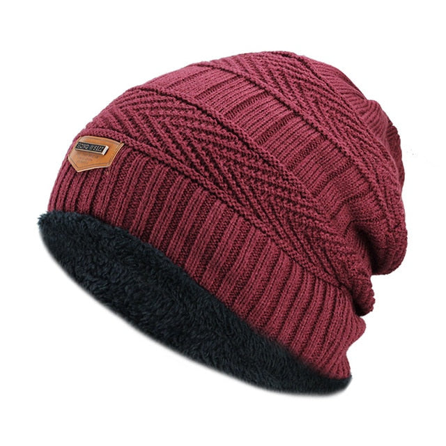 Men's winter hat 2017 fashion knitted black hats Fall Hat Thick and warm and Bonnet Skullies Beanie Soft Knitted Beanies Cotton