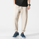 Sinicism Store Plus Size Cotton Linen Harem Pants Men Chinese Traditional Style Male Drawstring Casual Cross Pants Trouser
