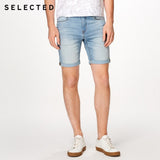 SELECTED Men's Spring Slight Stretch Rolled Cuffs Antique Finish Tapered Denim Shorts S|4182S3510