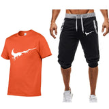Summer Men's Sets T Shirts+shorts men Brand clothing Two piece suit tracksuit Fashion Casual Tshirts Gyms Workout Fitness Sets
