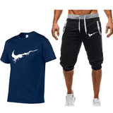 Summer Men's Sets T Shirts+shorts men Brand clothing Two piece suit tracksuit Fashion Casual Tshirts Gyms Workout Fitness Sets