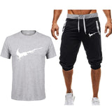 Summer Men's Sets T Shirts+shorts men Brand clothing Two piece suit tracksuit Fashion Casual Tshirts Gyms Workout Fitness Sets