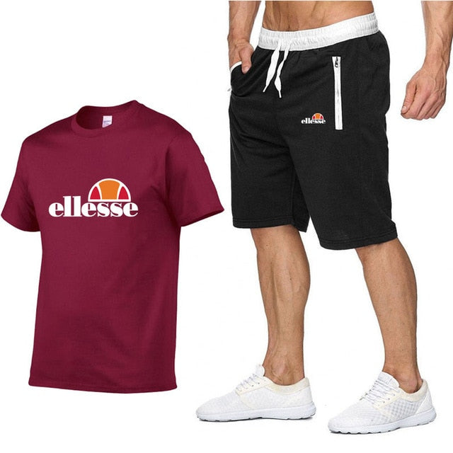 Qualité hommes ensembles t-shirts + pantalons hommes marque vêtements deux pièces survêtement mode décontracté t-shirts gymnases