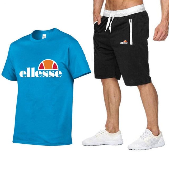 Qualité hommes ensembles t-shirts + pantalons hommes marque vêtements deux pièces survêtement mode décontracté t-shirts gymnases