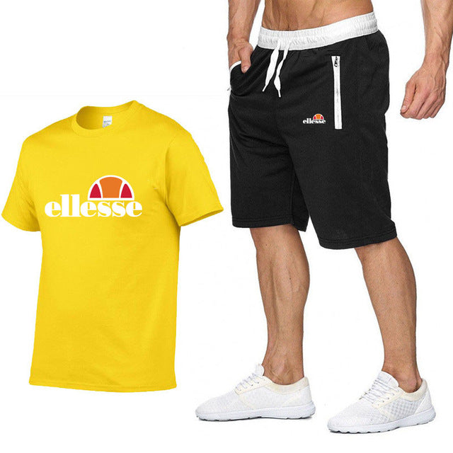 Qualité hommes ensembles t-shirts + pantalons hommes marque vêtements deux pièces survêtement mode décontracté t-shirts gymnases